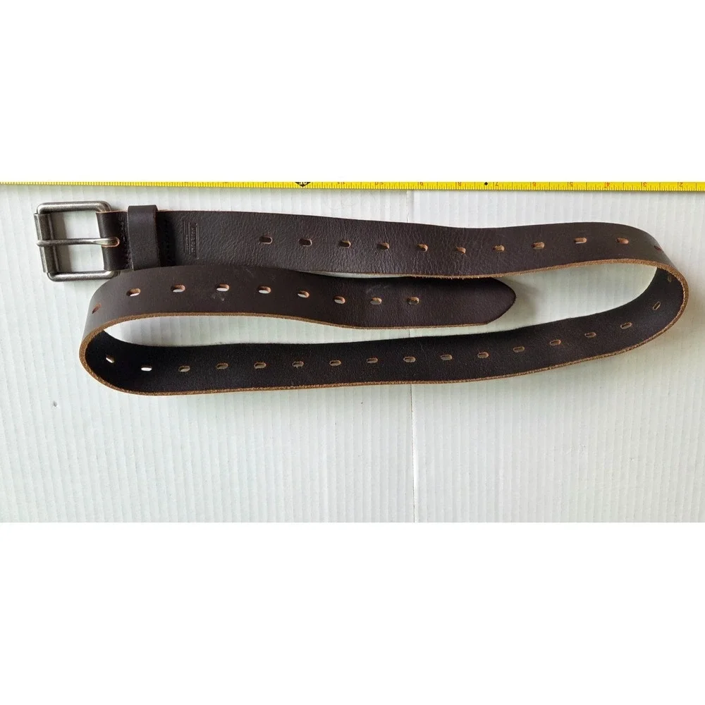 Dickies Men's Brown Fully Adjustable Perforated Leather Belt Casual Work Belt 38